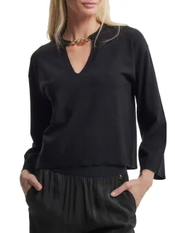 Maglia Irmo con scollo a V e dettaglio catena nero