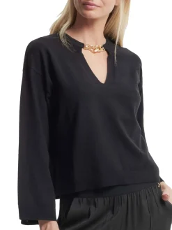 Maglia Irmo con scollo a V e dettaglio catena nero
