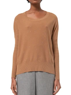 Maglia luminosa con scollo a barca camel