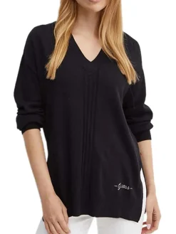 Maglia scollo a V manica lunga Matilda nero