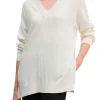 Maglia scollo a V manica lunga Matilda crema