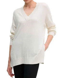 Maglia scollo a V manica lunga Matilda crema