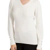 Maglia scollo a V manica lunga Gena crema