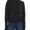 Maglione a coste con logo nero