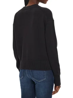 Maglione a coste con logo nero