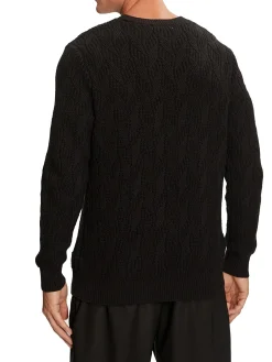 Maglione a girocollo a trecce nero