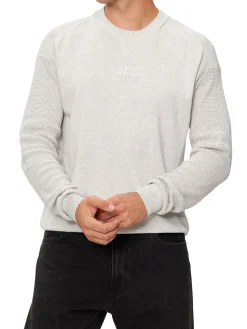 Maglione a girocollo con logo frontale grigio