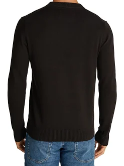 Maglione a girocollo con logo sul petto nero