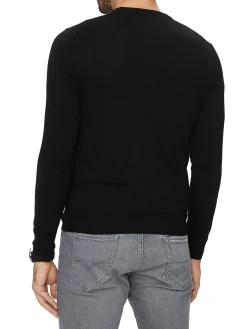 Maglione a girocollo con logo frontale nero