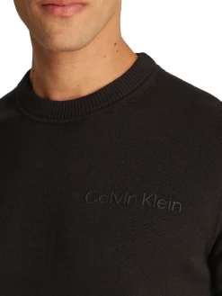Maglione a girocollo con logo sul petto nero