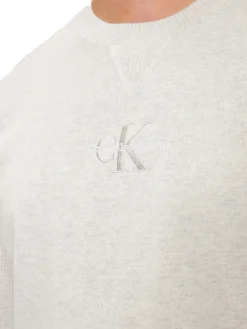 Maglione a girocollo con logo frontale grigio