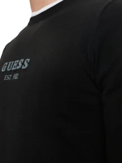 Maglione a girocollo con logo frontale nero