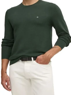 Maglione a girocollo in micro piquet verde