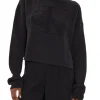 Maglione a girocollo in maglia a coste nero