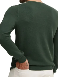 Maglione a girocollo in micro piquet verde