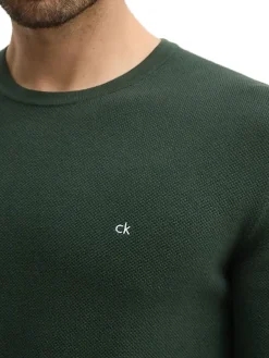 Maglione a girocollo in micro piquet verde