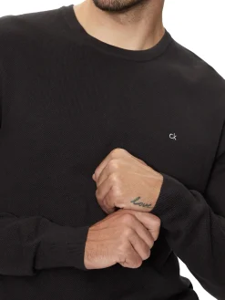 Maglione a girocollo in micro piquet nero