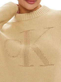 Maglione a girocollo in maglia a coste kaki