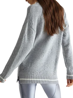 Maglione ampio manica lunga con logo allover grigio