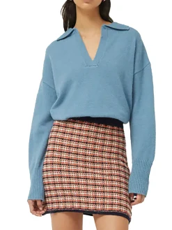 Maglione con colletto polo celeste