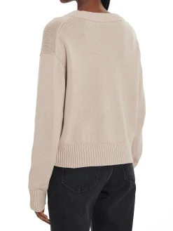 Maglione con scollo a v e logo sul petto goat