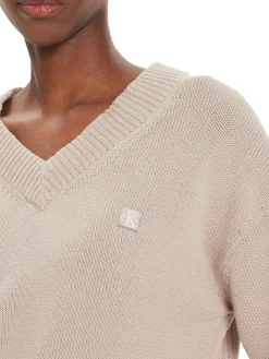 Maglione con scollo a v e logo sul petto goat