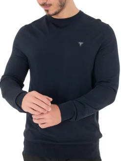 Maglione girocollo a coste blu