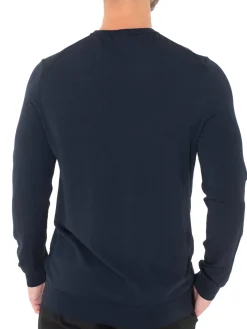 Maglione girocollo a coste blu