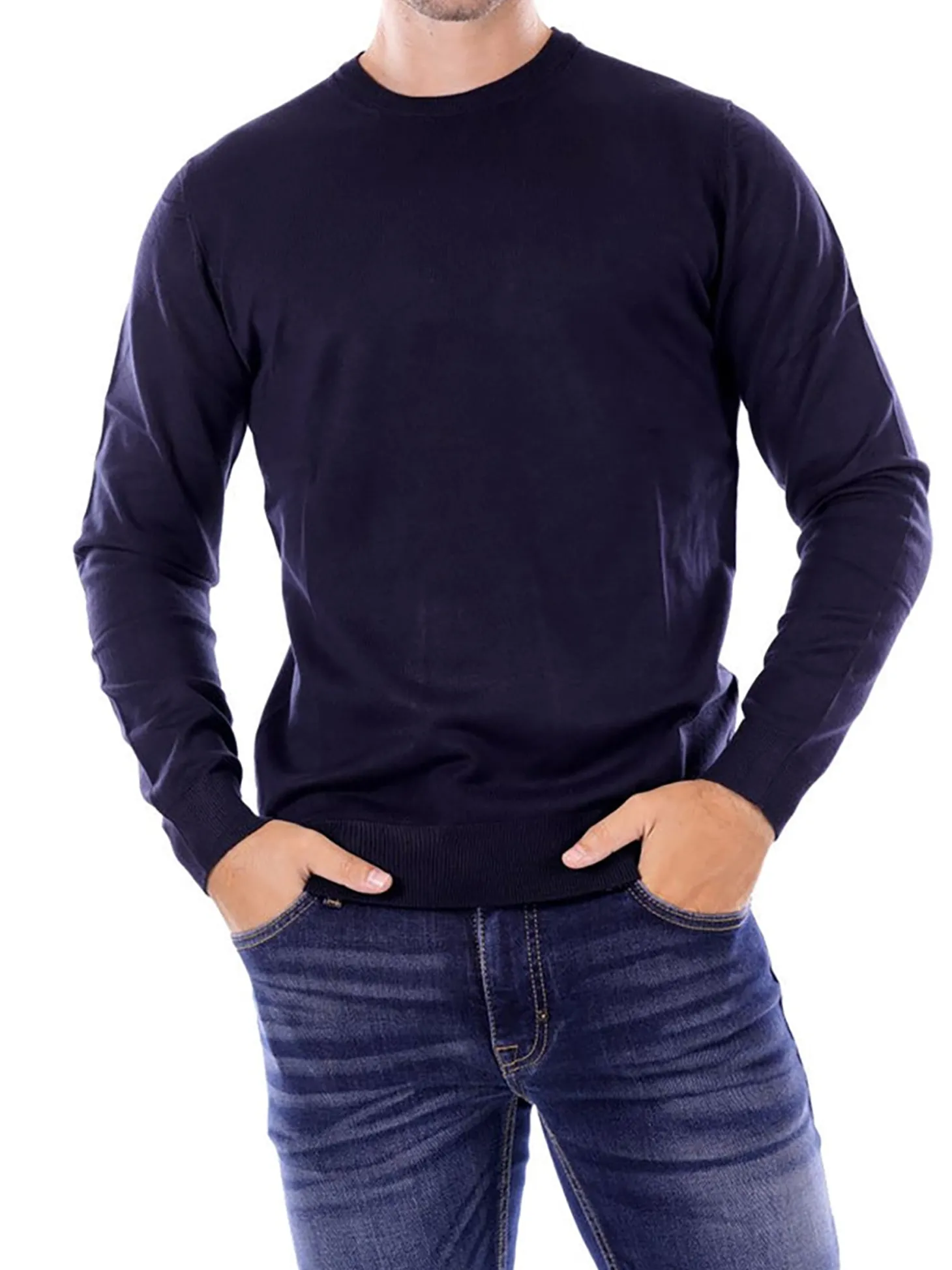Maglione girocollo basic blu