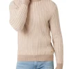 Maglione girocollo con motivo geometrico beige