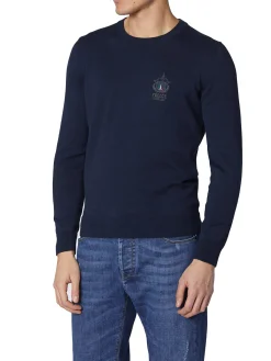 Maglione girocollo con patch Frecce Tricolori blu notte