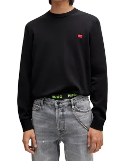 Maglione girocollo con targhetta logo