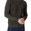 Maglione girocollo doppia texture e logo aquila turrita verde scuro