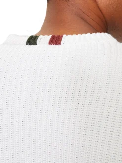 Maglione girocollo doppia texture e logo aquila turrita bianco