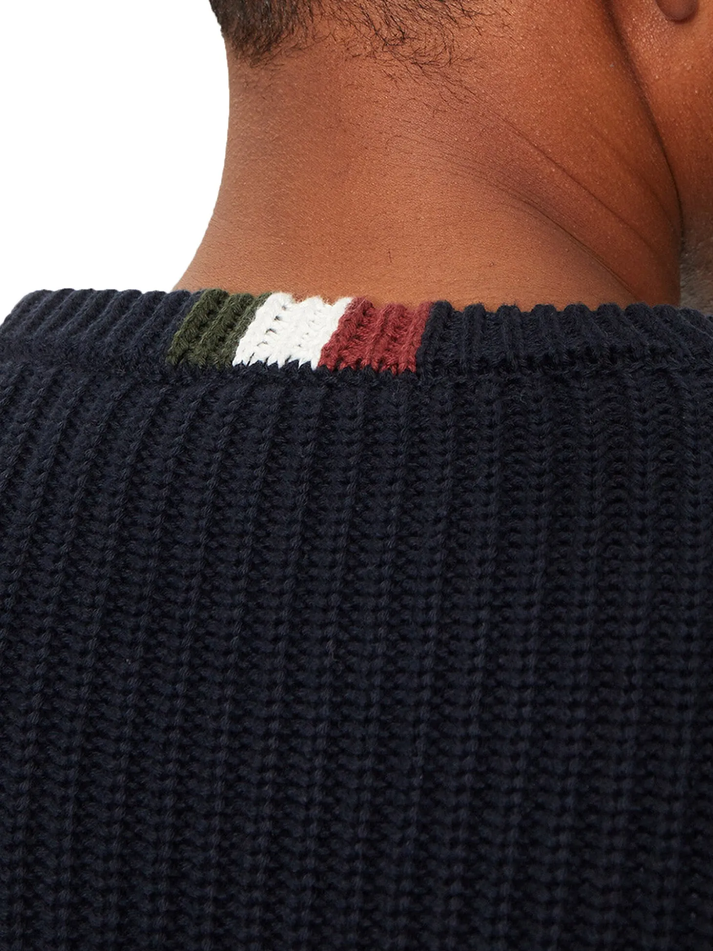 Maglione girocollo doppia texture e logo aquila turrita blu notte