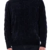 Maglione girocollo in ciniglia blu