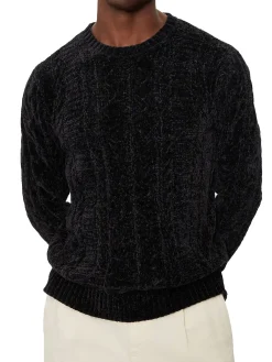 Maglione girocollo in ciniglia nero