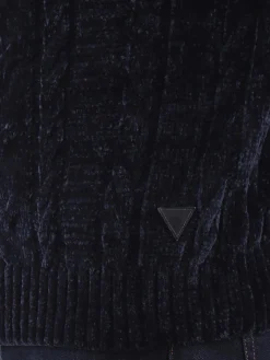 Maglione girocollo in ciniglia blu