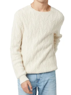 Maglione girocollo in misto lana panna