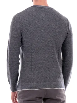 Maglione girocollo in misto lana blu