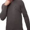 Maglione girocollo punto riso con logo ricamato Frecce Tricolori grigi