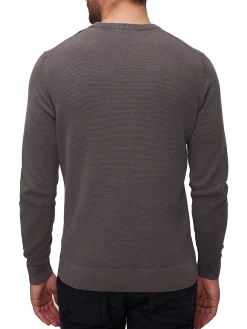 Maglione girocollo punto riso con logo ricamato Frecce Tricolori grigi