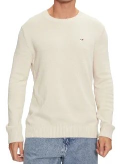 Maglione girocollo slim bianco antico