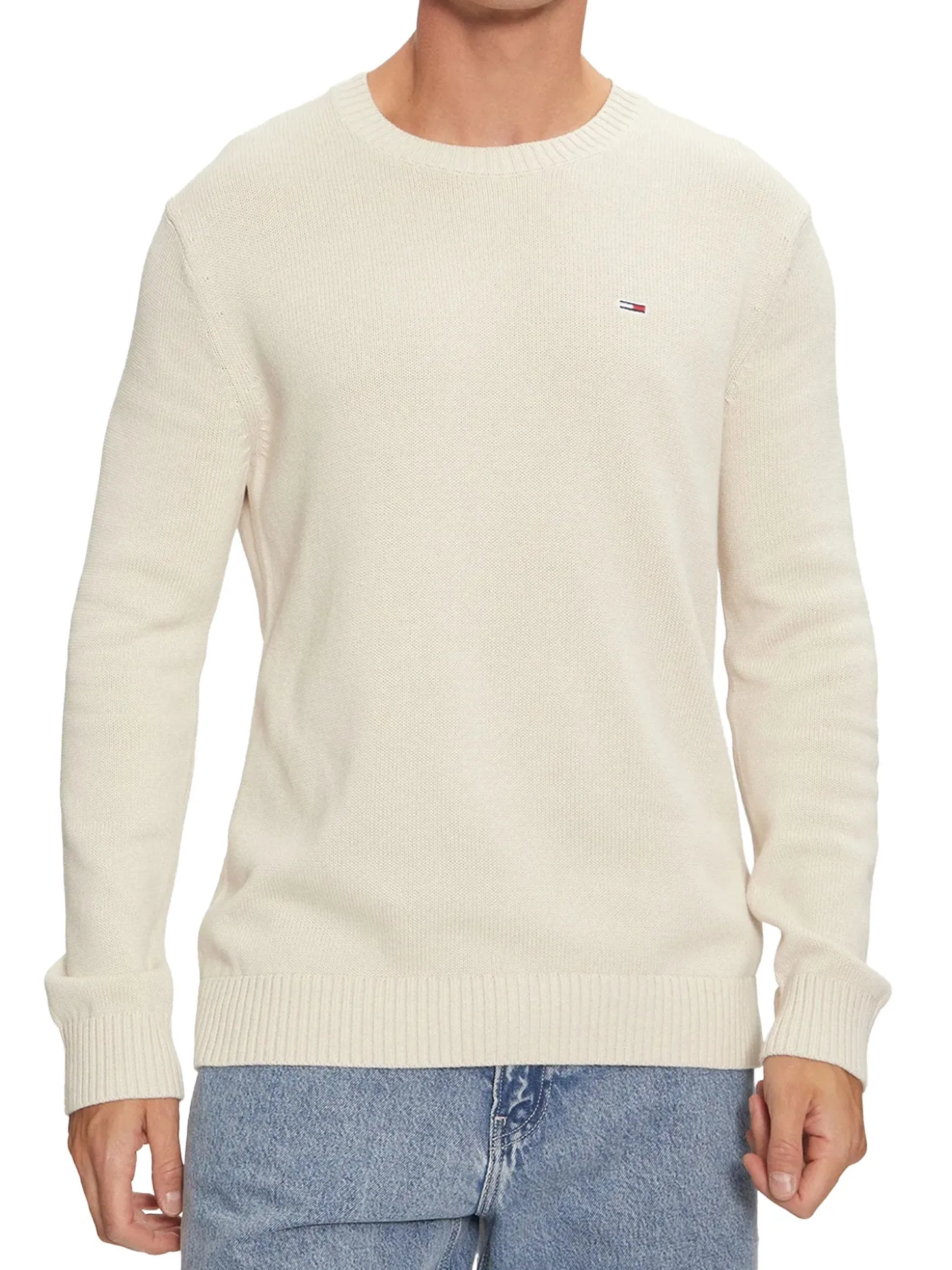 Maglione girocollo slim bianco antico