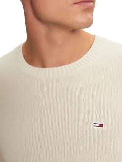 Maglione girocollo slim bianco antico