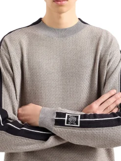 Maglione in tessuto a nido d'ape tortora