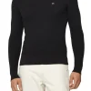 Maglione in texture con logo nero