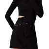 Maglione slim con cut on sul fianco nero