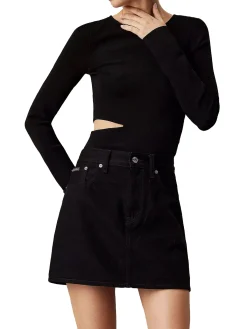 Maglione slim con cut on sul fianco nero