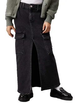 Maxi gonna in jeans black denim